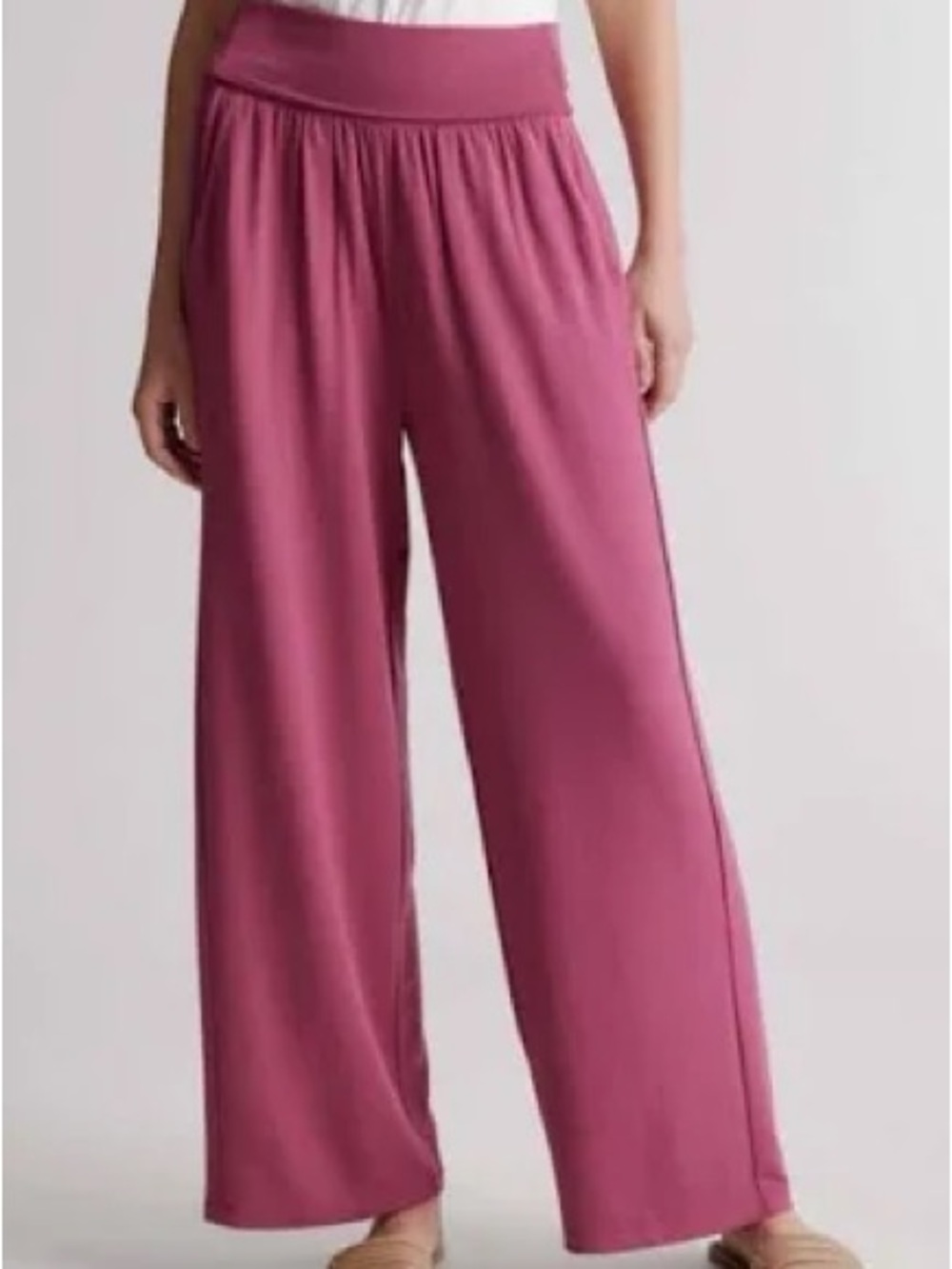 Quince Wide-Leg French Terry Modal Pull-On Pants in Dusty Rose
